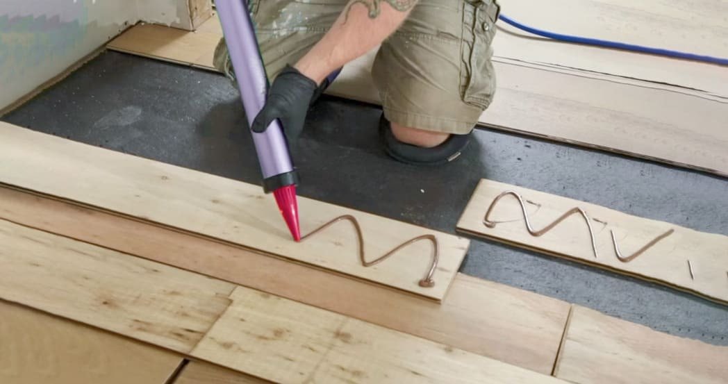 Flooring installation for glue