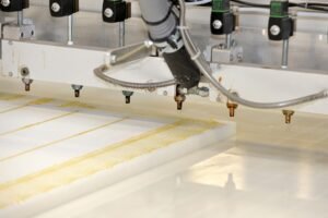 yellow-Hot glue adhesive-application