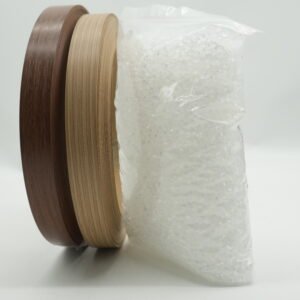 Packaged hot‑melt glue for edge banding together with furniture edge banding tape rolls