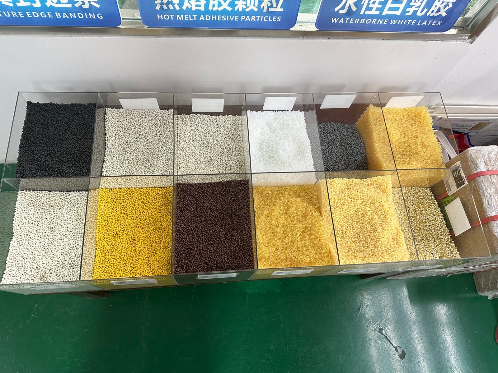 Hot melt adhesive product samples display